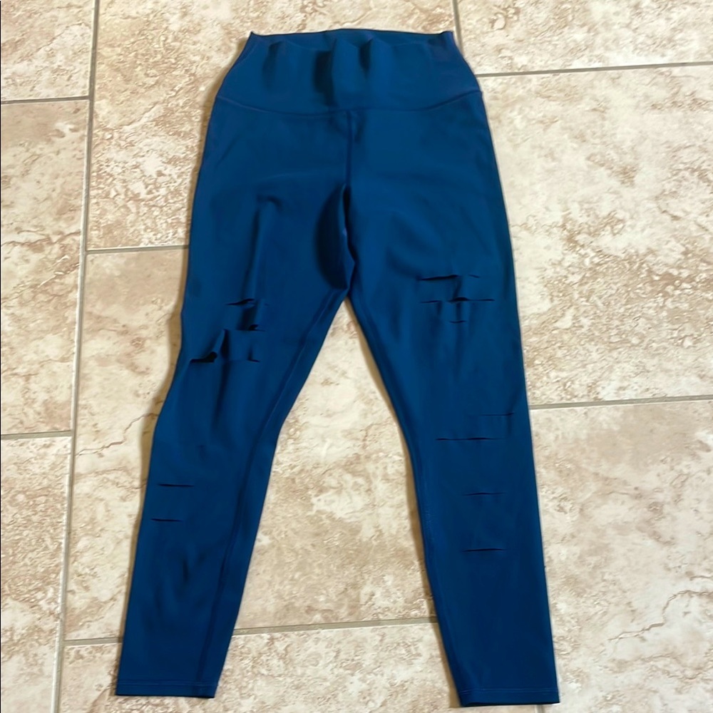Alo yoga size small navy leggings with cutouts